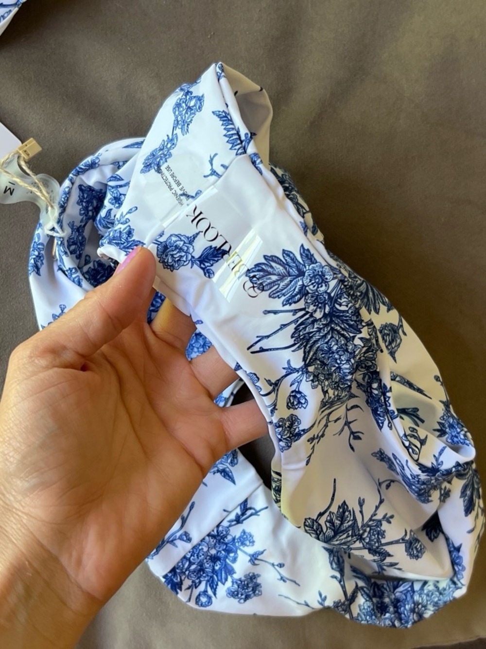 White & Blue Floral High-Waist Bikini Set - Picture 2 of 5